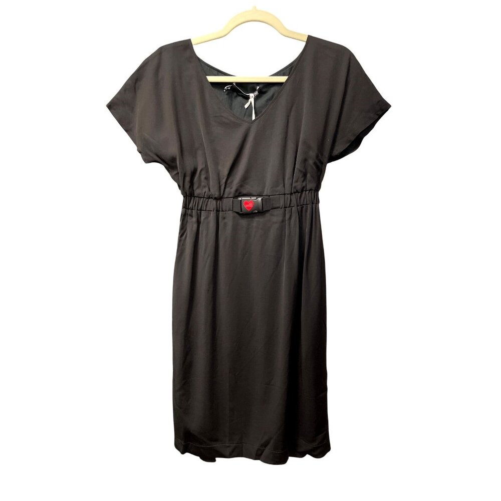 Love Moschino Logo Heart Belt Black Mini Dress Size US 4 NWT